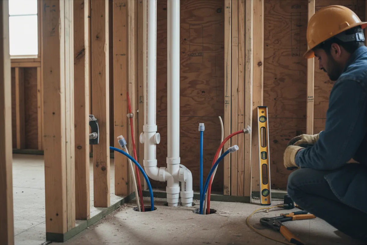 Drain and supply rough-in during Garbage Disposal Repair in Advance
